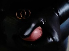 Pov point of view pvc gloves handjob cumshot