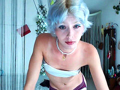 Femboy with blue hair and super-fucking-hot figure on web cam
