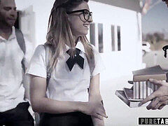 unspoiled TABOO School Nerd Kristen Blackmails hellions into dp