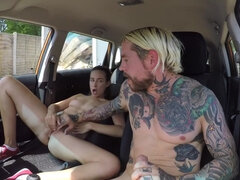 Hot Cassidy Klein has fun with a tattooed stud in a car