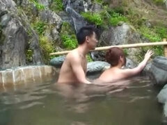 Kokomi Naruse hot Asian milf enjoys a hot time in the outdoor bath