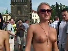 Nip clara activity in barcelona public ride totally naked