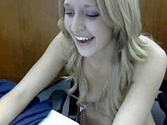 Ginger Banks utter naked with faux-cock in public library