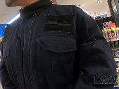 Girl gets her first sexual experience with bunch of security officer