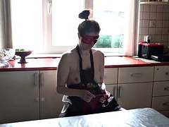 Romantic sex in the kitchen after his wife makes him lunch