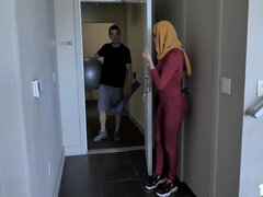 Muslim Arab in hijab Anissa Kate grabbing the trainers cock - exotic tits