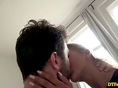 James Deen hooks up with Cherry Kiss & Rebeka Volti in hot FFM threesome action at home