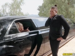 Rich bitch gets fucked hard by handsome limo driver
