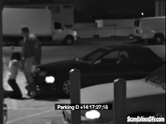 Hot babe gives blowjob to her boyfriend in the parking lot