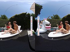 Stepdad & friends have a steamy summertime POV with petite stepdaughter & friend