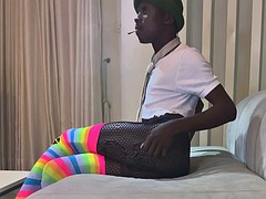 Ebony sissy slave fucked on pride day