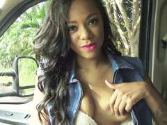 Ebony teen Diamond Monroe pays quickie sex in exchange for a ride