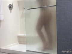 Joi Voyeur - Shower Solo with Buxom Brunette