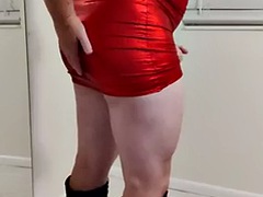 Sexy Maddie in a hot red dress