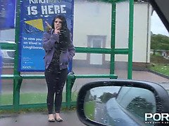 Beauty brunette babe Lucia Love pissing in public