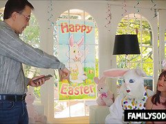 Uncle clothed as bunny fucks niece