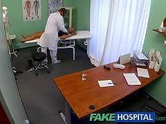 Barra Brass, the blonde nurse, gets her wet pussy filled with hot cream in fake hospital POV