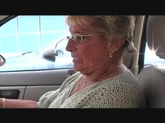 Granny shirley gives oral job in car wash