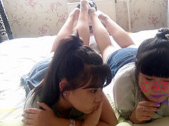 two japanese college girls nylon feet sniff