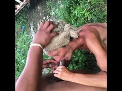 Outdoor interracial with granny