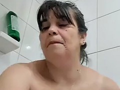 Mega cum stepmom fucked in the bathroom