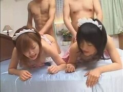 Mellow Japanese GF in a wild and wet group sex