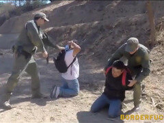 Redhead babe gets her pussy stuffed by border patrol officer