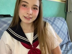 Adorable teenager (18+) indulges in cosplay roleplay with an older guy