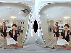 Jenna J Ross and Kenna James get naughty with the caterer in virtual reality POV