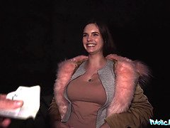 Taylee Wood's big natural boobs bounce in public as she gets drilled by a big cock