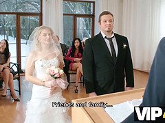 Watch blonde bombshell Kristy waterfall get married in public and cuckold husband watches in HD