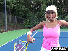 Tiny Ebony Tennis Player raunchy Missionary fuckfest After Lost Match , Msnovember meaty Boobs Riding Stranger After Losing Bet On HD Sheisnovember