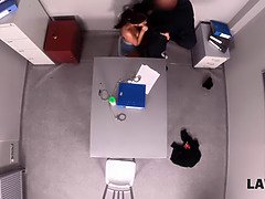 Jennifer Mendez gets punished by security officer for the act of vandalism with a big tit load