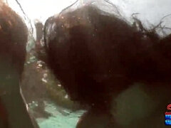 Underwater blowjob and hardcore sex with slutty brunette