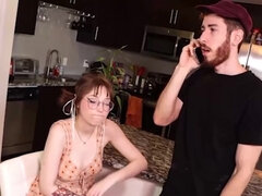 Adorable bracefaced teen is using her hands to make him cum