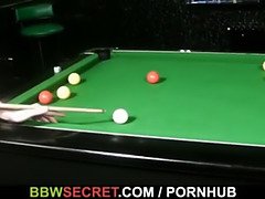 Her BF fucks fat bitch on the pool table