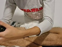 ABDL diaper boy masturbates and plays with his toys