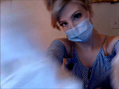 splendid hooded ASMR babe wearing milky latex gloves