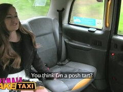 Female Fake Taxi Redheads tongue makes pretty posh ladies pussy cum