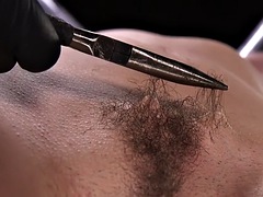 BDSM girlfriend with hairy pussy screams and suffers hair pulling