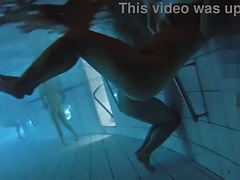 Hidden pool video: jet stream masturbation with water pressure and husband wants to help for underwater sex in public pool