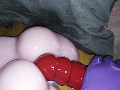 POV BUTTHOLE DOLLSEX - PT2 - HUGE RED DILDO IN LITTLE ANAL FUCK