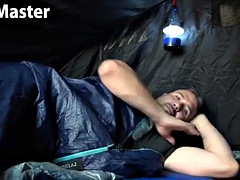 Stepdad cums in the tent at night