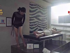 Client with big dick gets boner during hot Asian massage from beautiful masseuse
