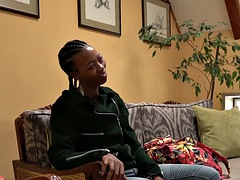 AFRICAN CASTING - Fake movie auditions with black babe in braids and big cock deepthroat