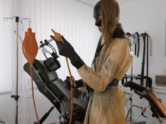 The kinky latex dominatrix gets the clinic ready for a thorough examination