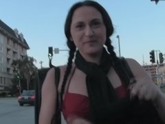 Euro girlfriend is into public flashing and masturbating