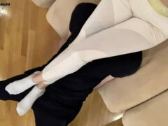 Face Sitting in White Yoga Pants Full Weight Amateur Femdom - Face-Chair Slave Used