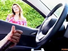 Watch these teen babes get off on BBC in the car
