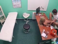 Fake Hospital (FakeHub): Sweet blonde Russian eats docs cum